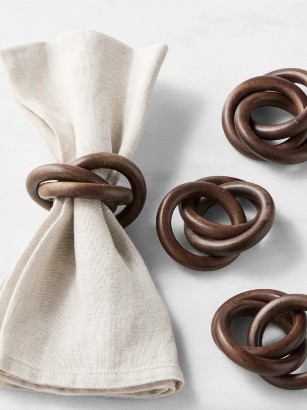 Williams Sonoma Brown Wooden Napkin Rings - Set of 4